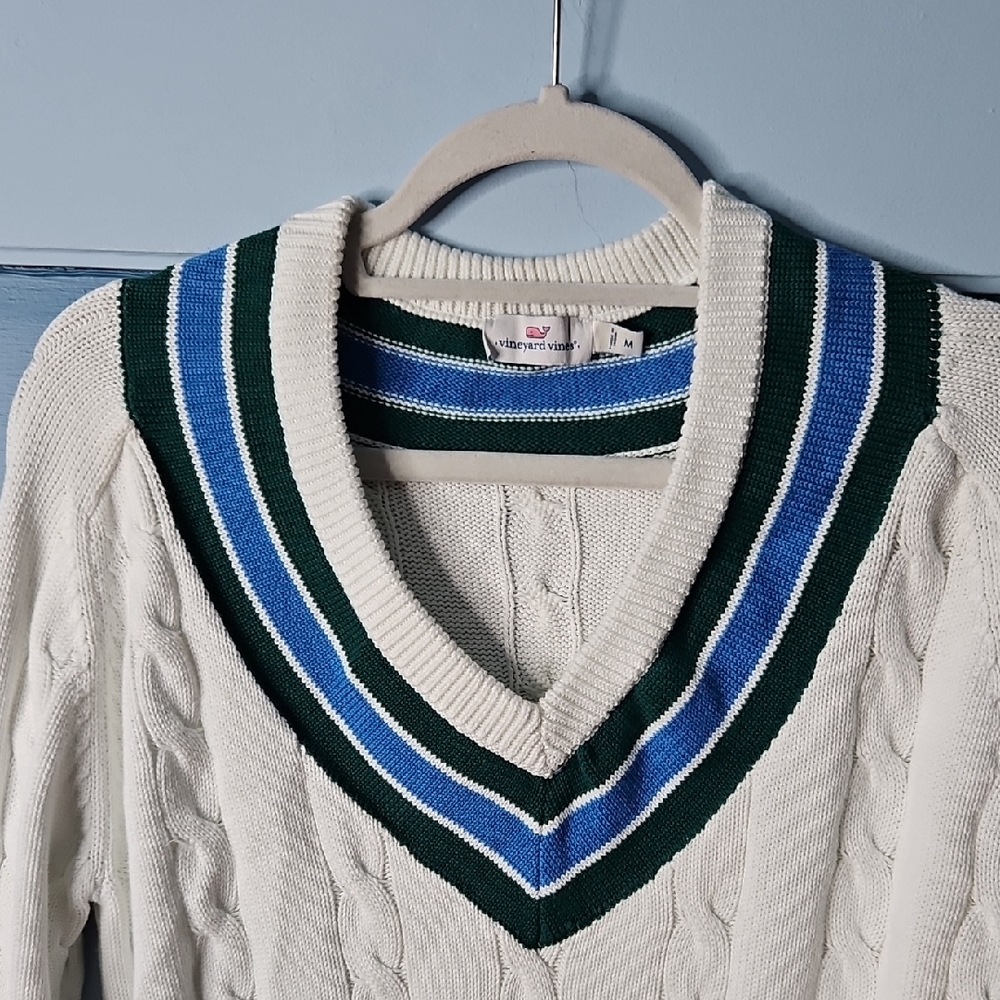 Vineyard Vines Women’s Long Sleeve Cable Knit Varsity Sweater M - Picture 7 of 12